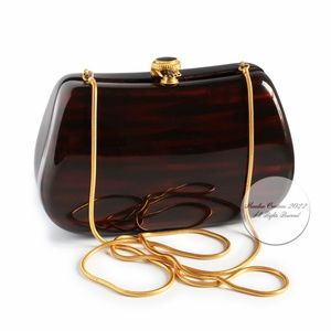 Saks Fifth Avenue Evening Bag Minaudière Clutch or Crossbody Polished Resin Rare